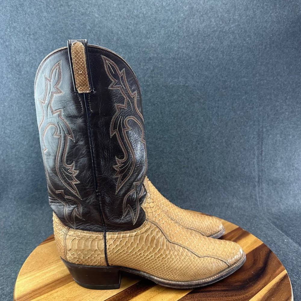 Dan Post Mens Tan Snakeskin Brown Leather Western Cowboy Boots D1544 Size 10.5 D